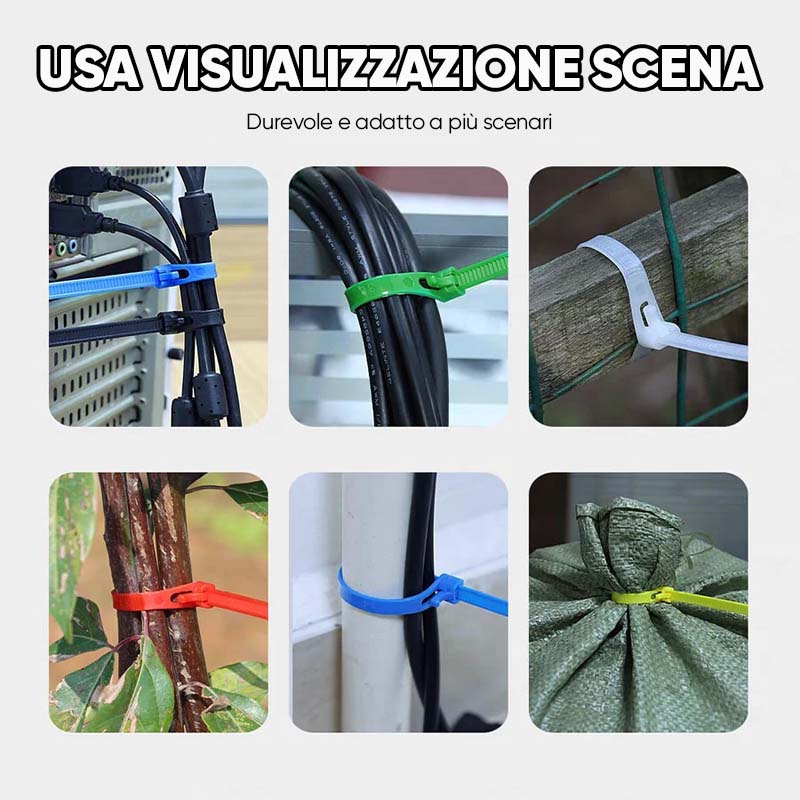 Fascette fermacavi riutilizzabili (100 pezzi)