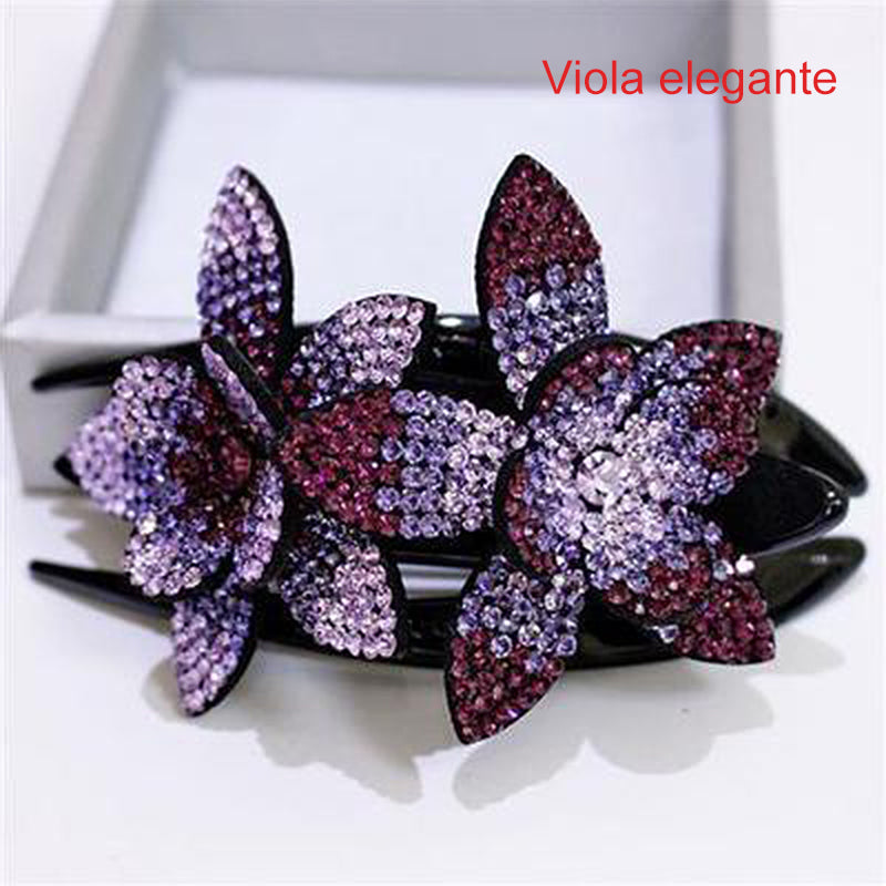 FERMAGLIO PER CAPELLI DOPPIO FIORE CON STRASS