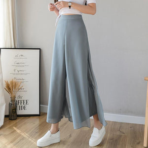 Pantaloni in chiffon di seta ghiaccio con gambe larghe