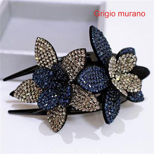 FERMAGLIO PER CAPELLI DOPPIO FIORE CON STRASS