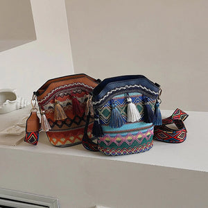 Borsa a tracolla in tessuto etnico alla moda da donna