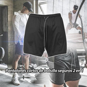 Pantaloncini Sportivi da Uomo 2 in 1 Asciugatura Rapida