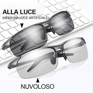 Occhiali da sole polarizzati fotocromatici intelligenti con protezione UV al 100%