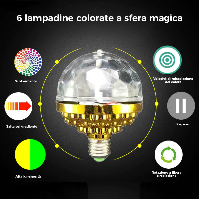 Lampadina Rotante Colorata Con Palla Da Discoteca A LED
