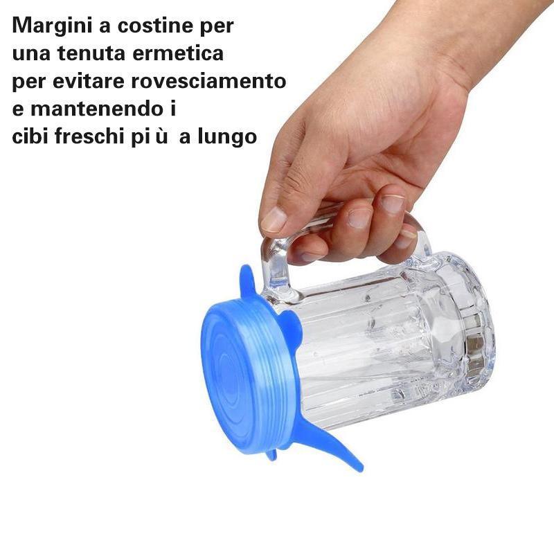 Coperchi elasticizzati in silicone, 6 Pezzi (blu)