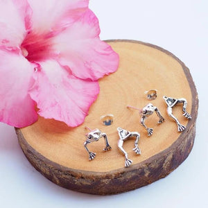 Orecchini vintage in argento con rana