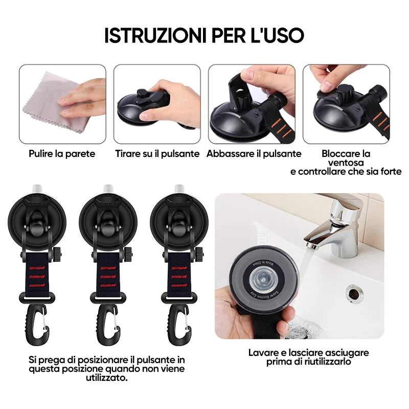 Ventosa per vuoto resistente con gancio