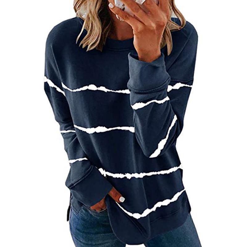 Camicia a maniche lunghe maglione a righe da donna