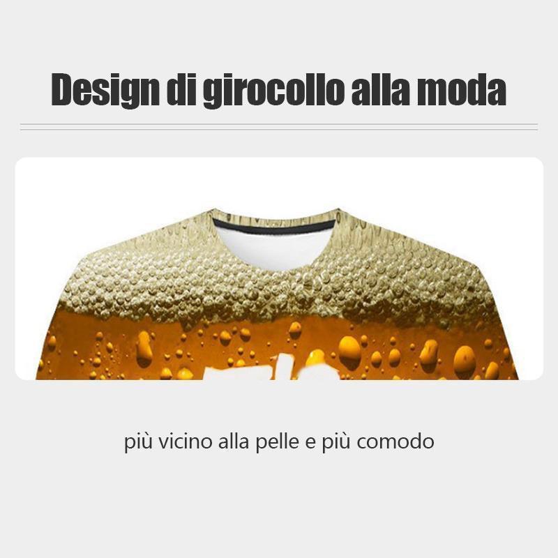 T-shirt manica corta con stampa 3D di bolle di birra