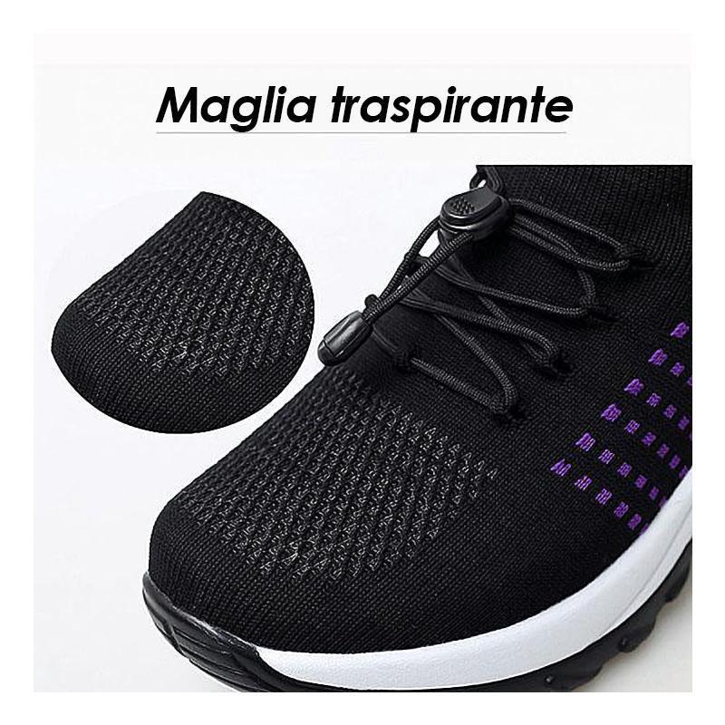 Sneaker super comode con tacco alto e volant