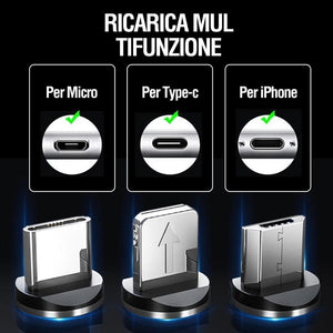 Cavo di ricarica USB magnetico 3 in 1 a LED