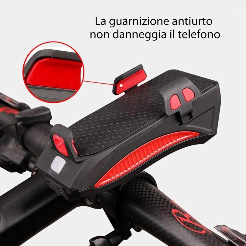Supporto per cellulare con luci per biciclette