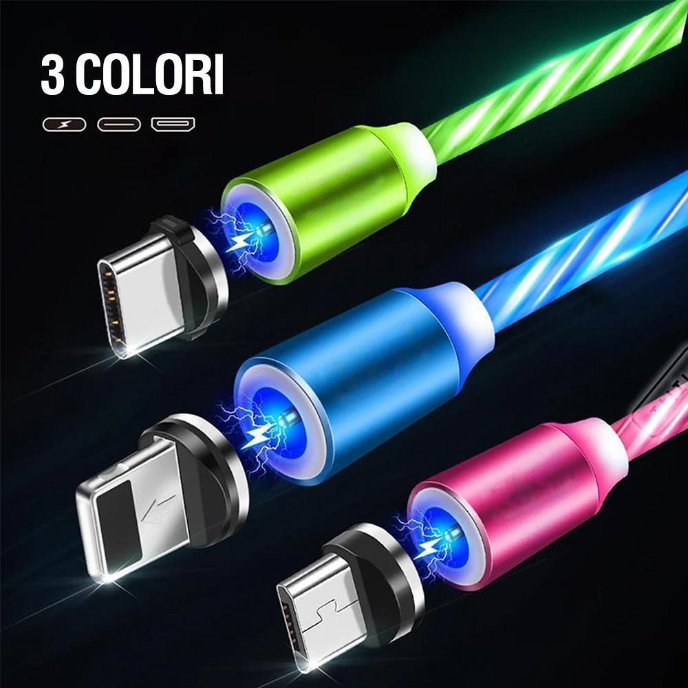 Cavo di ricarica USB magnetico 3 in 1 a LED