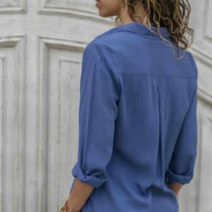 Camicia in chiffon con bottoni scollo a V