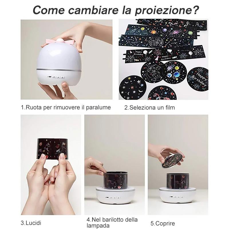 Lampada Proiettore Cielo Stellato Rotazione di 360 gradi