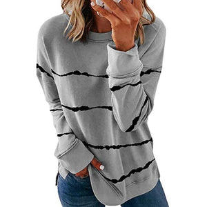 Camicia a maniche lunghe maglione a righe da donna