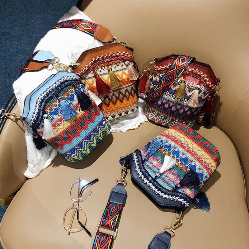 Borsa a tracolla in tessuto etnico alla moda da donna