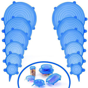 Coperchi elasticizzati in silicone, 6 Pezzi (blu)