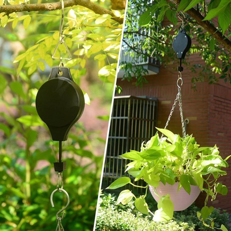 2 Pulegge Retrattili Per Cesti Appesi – Gancio Regolabile In Altezza Fino A 90 Cm – Supporto Per Piante E Mangiatoie – Carico Max 15 Kg