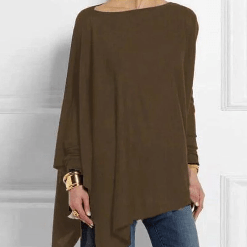 Camicia Bottoming a maniche lunghe con orlo irregolare