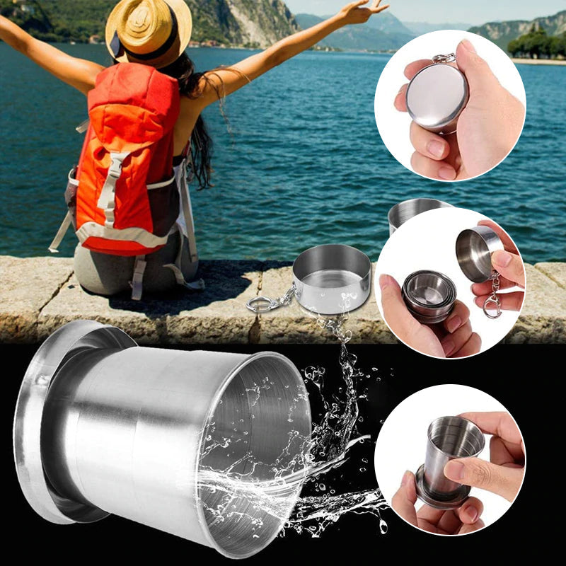 Tazza pieghevole portatile in acciaio inossidabile